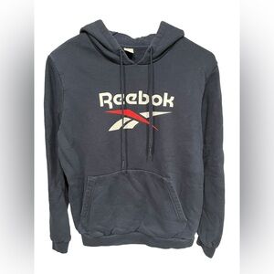 Reebok Hooded Sweatshirt - Medium - Navy Blue, Red and White